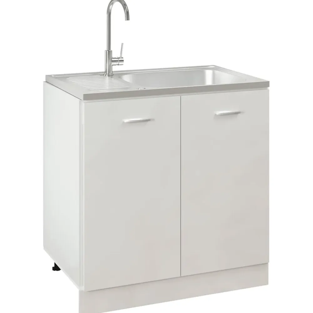 vidaXL Fontanería-Fregadero de cocina con escurridor acero inox 800x500x155 mm