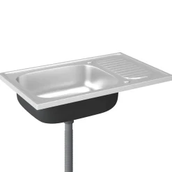 vidaXL Fontanería-Fregadero de cocina con escurridor acero inox 800x500x155 mm