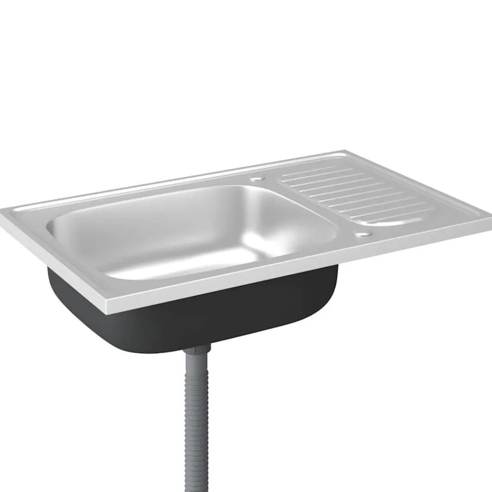 vidaXL Fontanería-Fregadero de cocina con escurridor acero inox 800x500x155 mm
