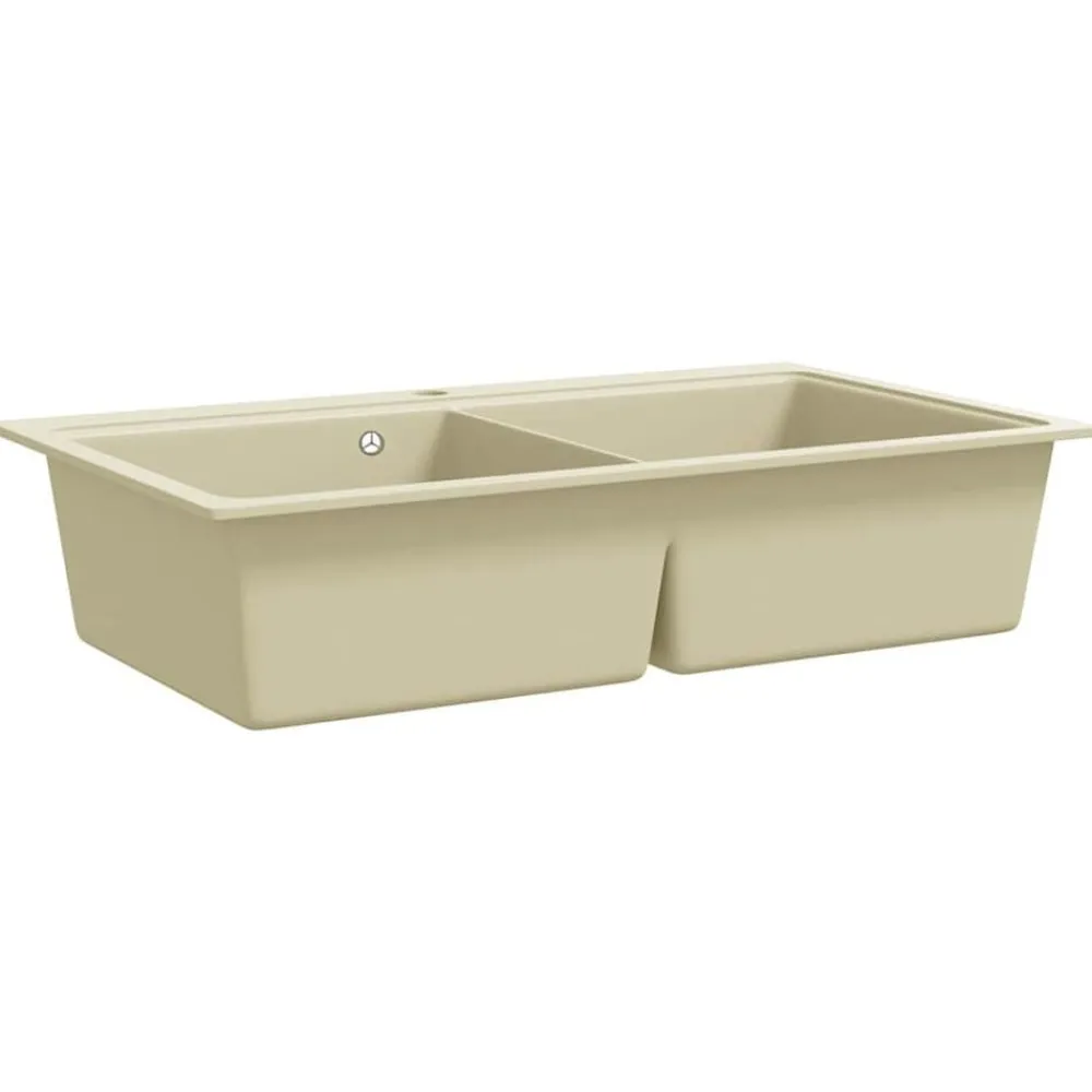 vidaXL Fontanería-Fregadero de cocina de granito con dos senos