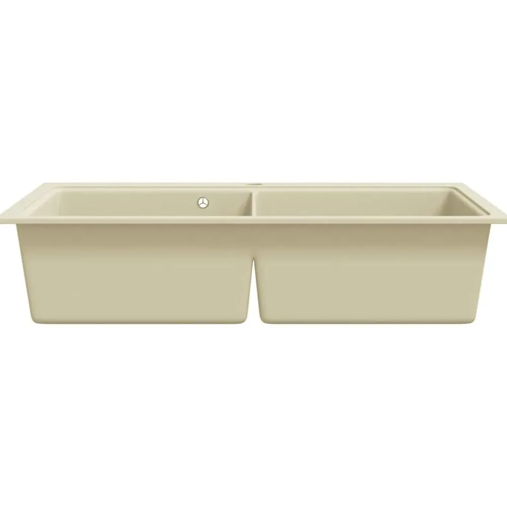 vidaXL Fontanería-Fregadero de cocina de granito con dos senos