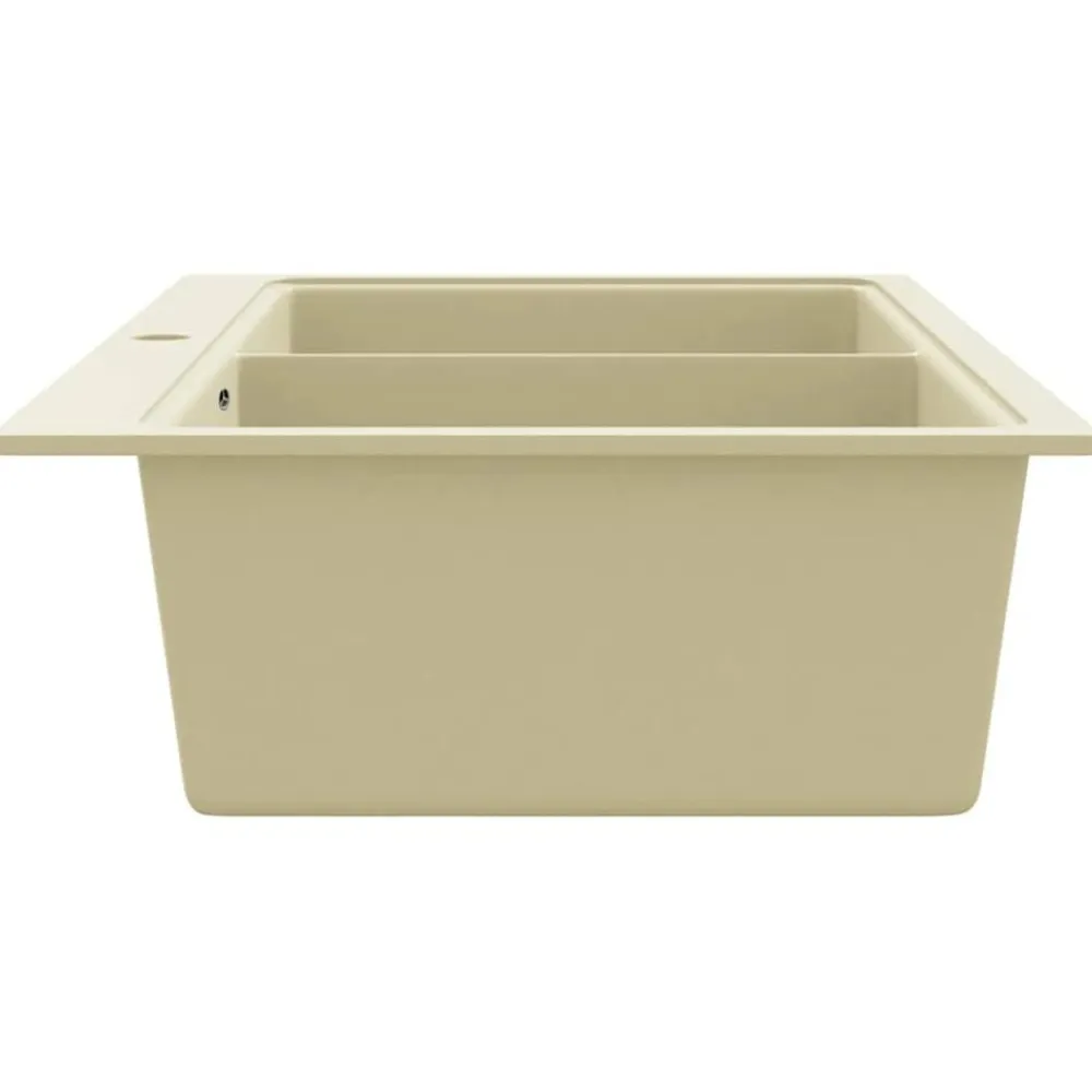 vidaXL Fontanería-Fregadero de cocina de granito con dos senos