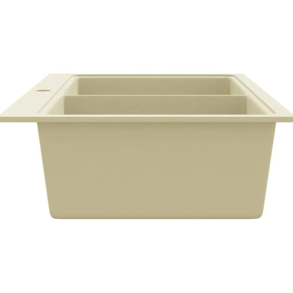 vidaXL Fontanería-Fregadero de cocina de granito con dos senos