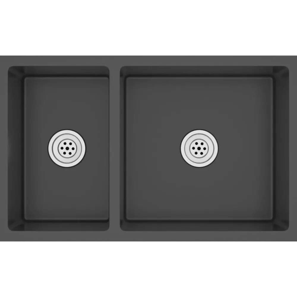 vidaXL Fregadero de cocina de acero inoxidable Negro Discount