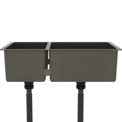 vidaXL Fregadero de cocina de acero inoxidable Negro Discount