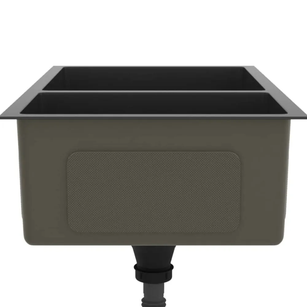 vidaXL Fregadero de cocina de acero inoxidable Negro Discount