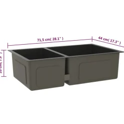 vidaXL Fregadero de cocina de acero inoxidable Negro Discount