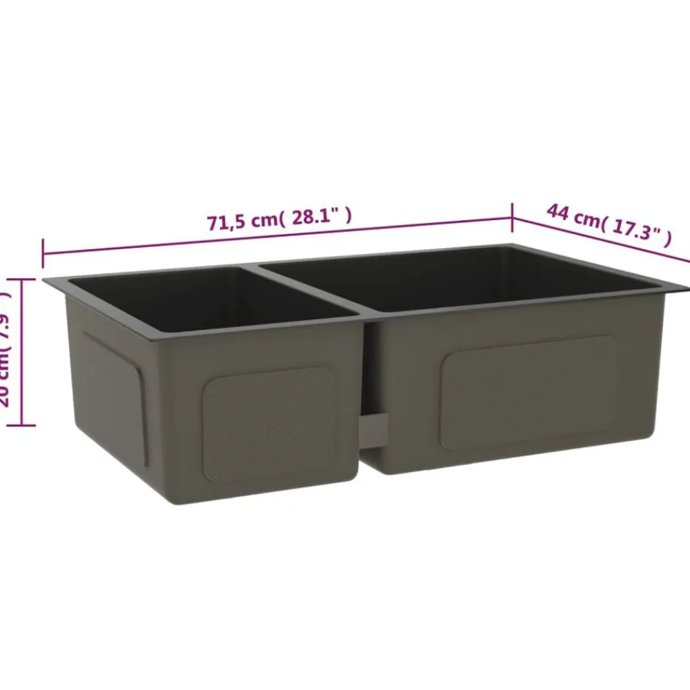 vidaXL Fregadero de cocina de acero inoxidable Negro Discount