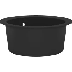 vidaXL Fregadero de cocina de granito con un seno redondo Negro Clearance