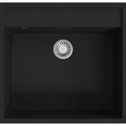 vidaXL Fontanería-Fregadero de cocina con rebosadero granito