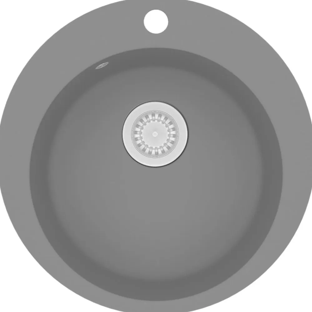 vidaXL Fontanería-Fregadero de cocina de granito con un seno redondo