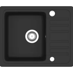 vidaXL Fregadero de cocina de granito con un seno Negro Best