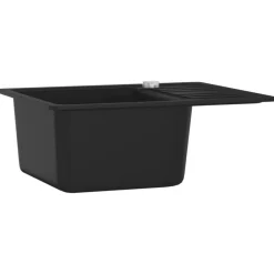 vidaXL Fregadero de cocina de granito con un seno Negro Best