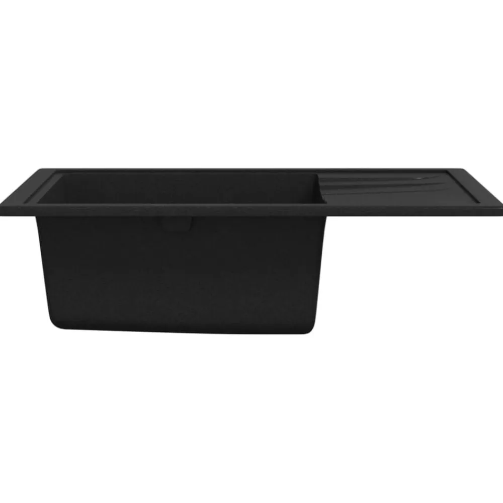 vidaXL Fregadero de cocina con rebosadero ovalado granito Negro Online
