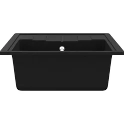 vidaXL Fregadero de cocina con rebosadero ovalado granito Negro Online