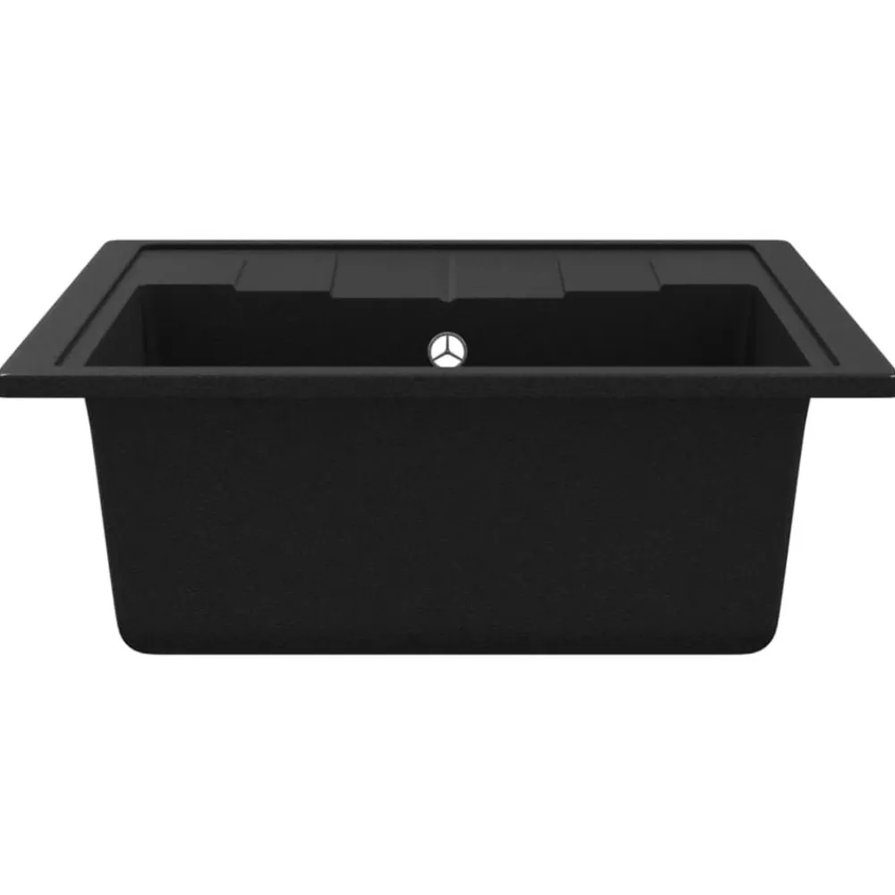 vidaXL Fregadero de cocina con rebosadero ovalado granito Negro Online
