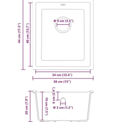 vidaXL Fregadero de cocina 38 x 44 x 20 cm granito Negro Hot