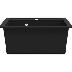 vidaXL Fregadero de cocina de granito con un seno Negro Best