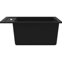 vidaXL Fregadero de cocina de granito con un seno Negro Best