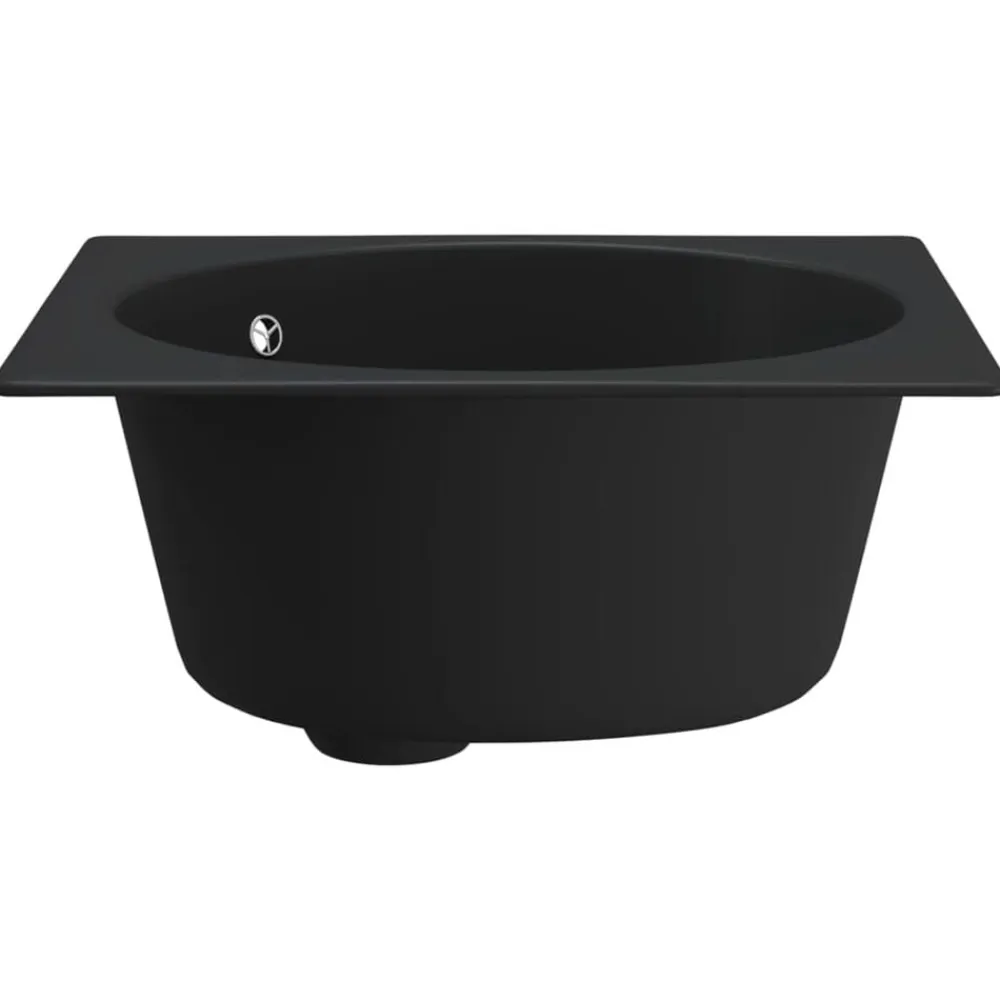 vidaXL Fregadero de cocina con rebosadero granito Negro Sale