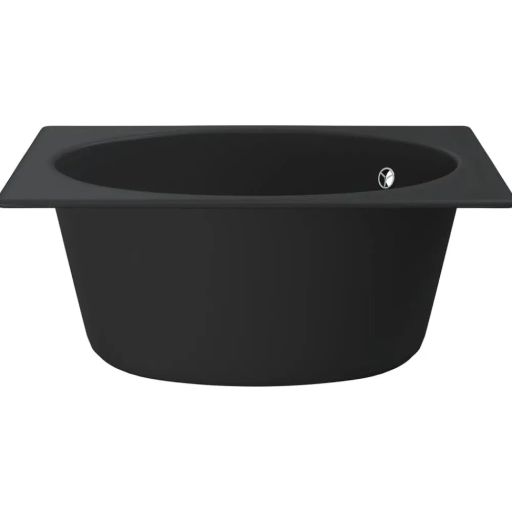 vidaXL Fregadero de cocina con rebosadero granito Negro Sale