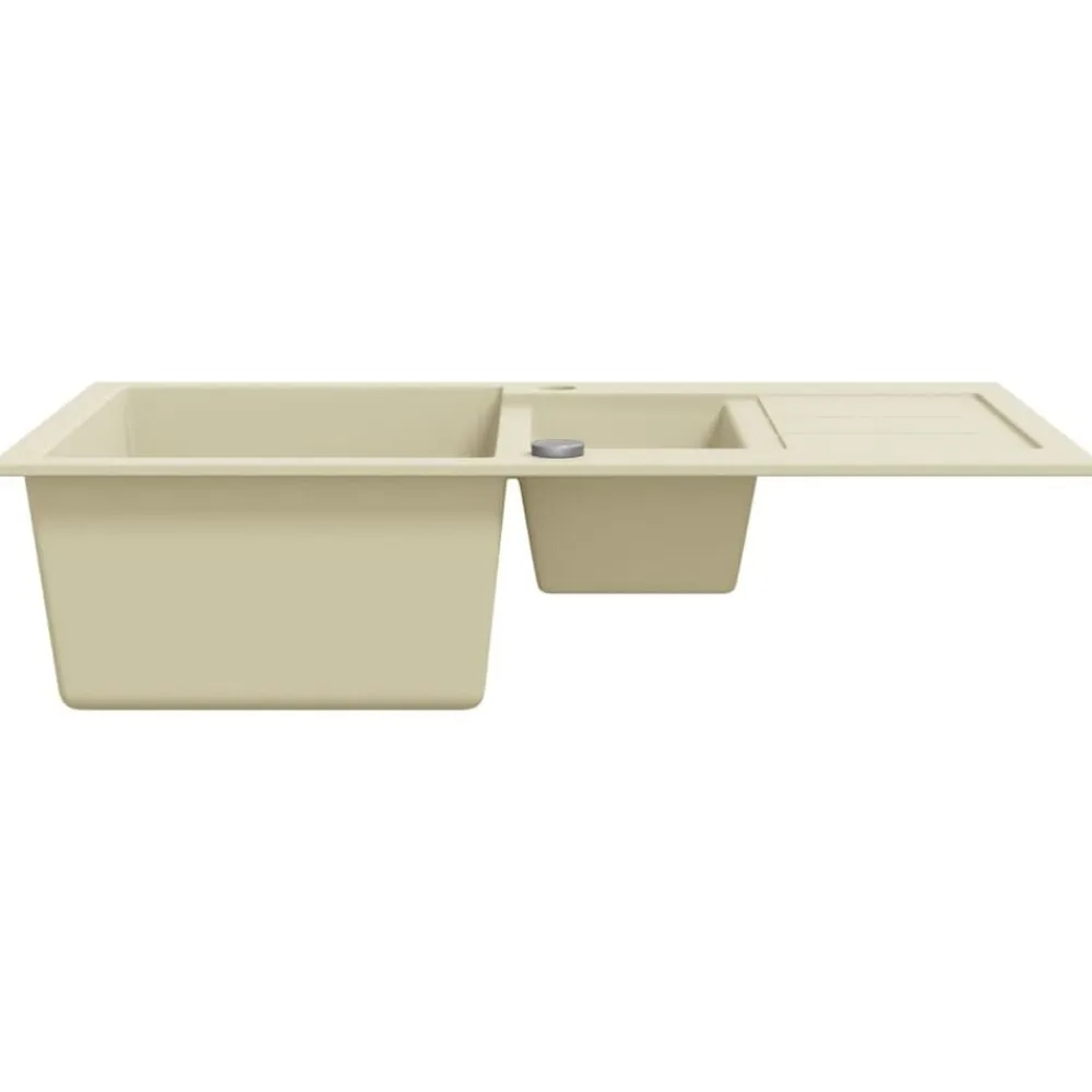 vidaXL Fontanería-Fregadero de cocina de granito con dos senos