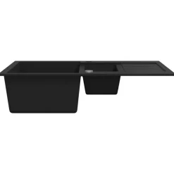 vidaXL Fregadero de cocina con 2 senos granito Negro Online