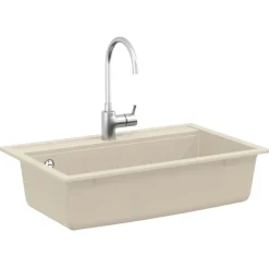 vidaXL Fontanería-Fregadero de cocina de granito con un seno
