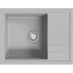 vidaXL Fontanería-Fregadero de cocina con rebosadero ovalado granito