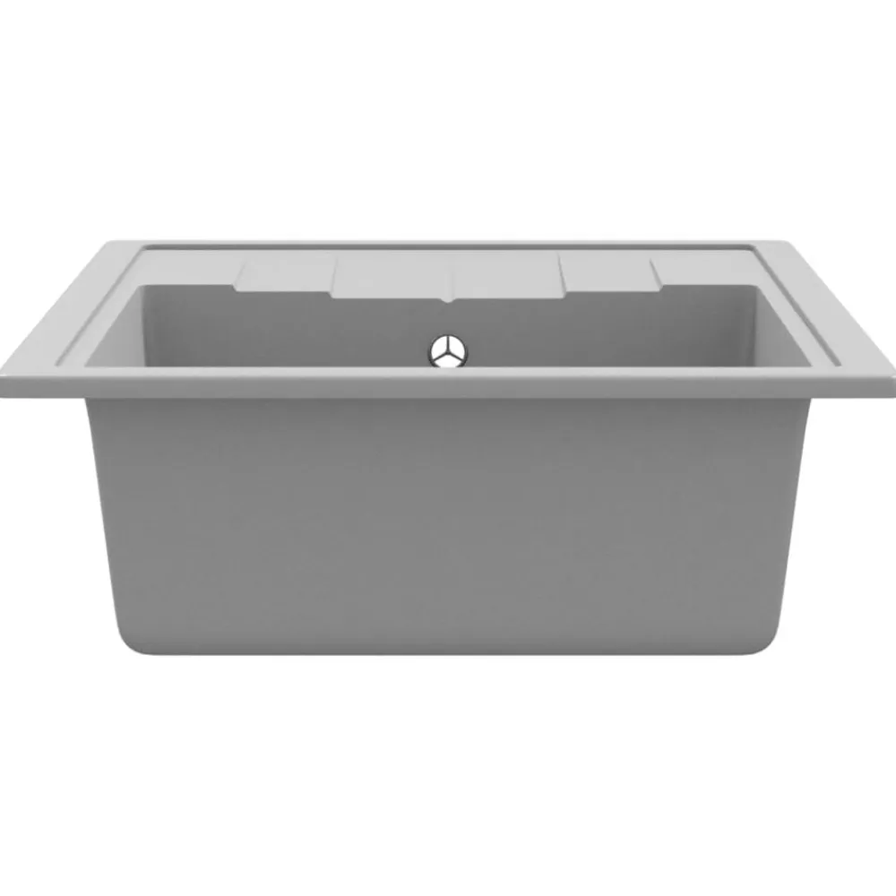 vidaXL Fontanería-Fregadero de cocina con rebosadero ovalado granito