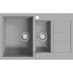 vidaXL Fregadero de cocina con dos senos granito Gris Discount