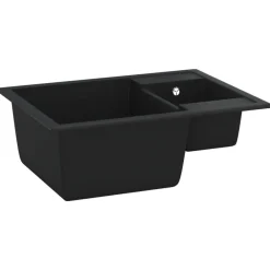 vidaXL Fontanería-Fregadero de cocina doble seno con rebosadero granito