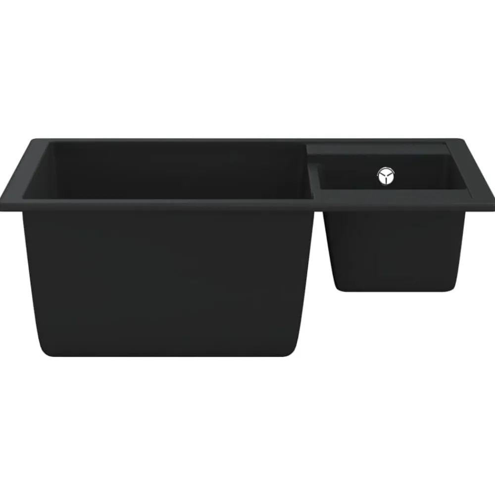 vidaXL Fontanería-Fregadero de cocina doble seno con rebosadero granito