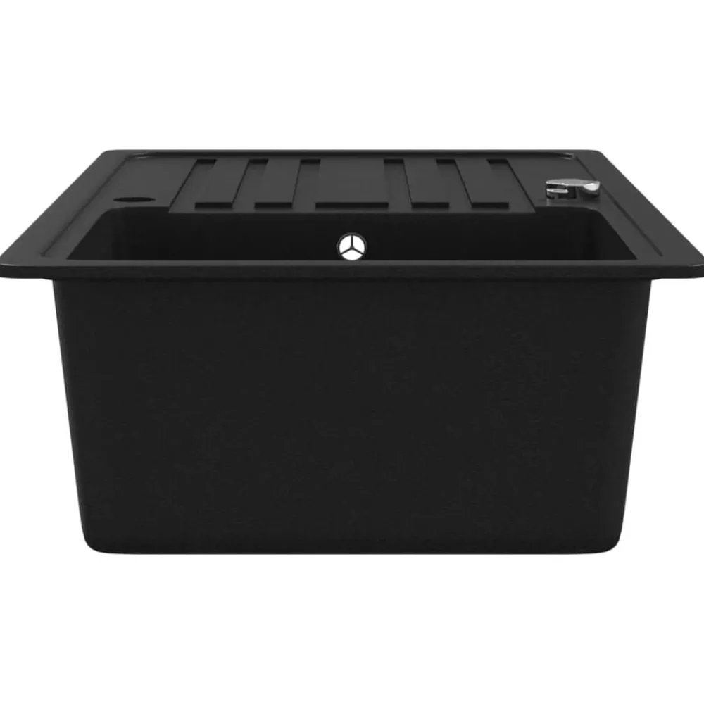 vidaXL Fontanería-Fregadero de cocina de granito con un seno y escurridor