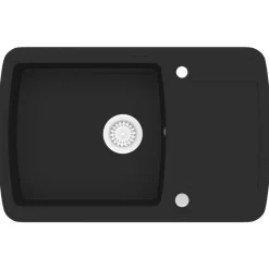vidaXL Fregadero de cocina de un seno de granito Negro Discount