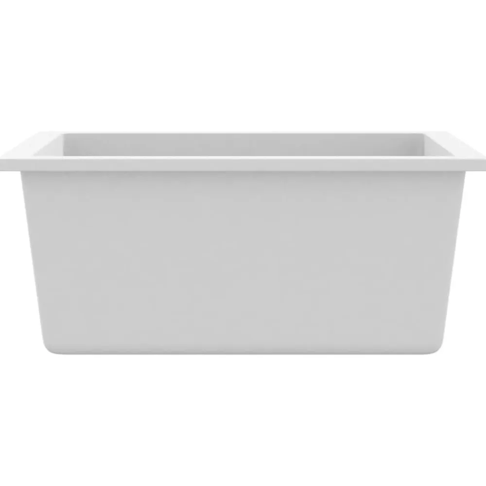 vidaXL Fregadero de cocina con rebosadero granito Blanco Online
