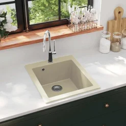 vidaXL Fregadero de cocina de granito con un seno Beige Sale