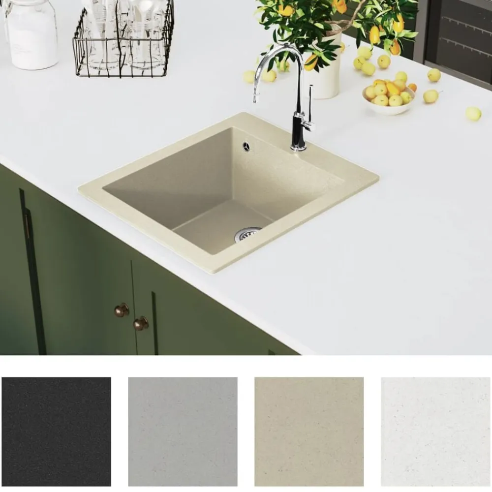 vidaXL Fregadero de cocina de granito con un seno Beige Sale