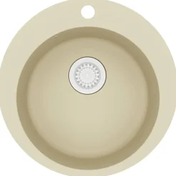 vidaXL Fregadero de cocina de granito con un seno redondo Beige Discount