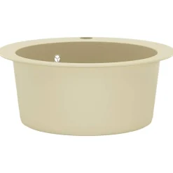 vidaXL Fregadero de cocina de granito con un seno redondo Beige Discount