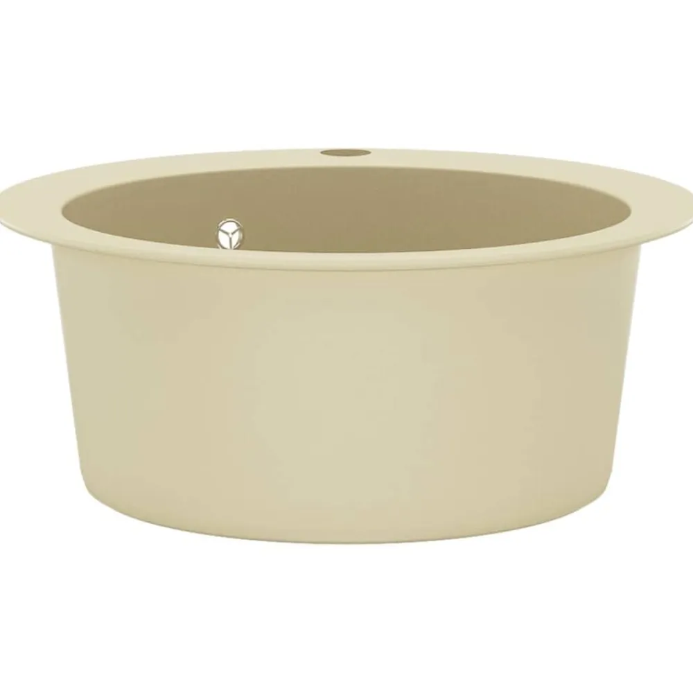 vidaXL Fregadero de cocina de granito con un seno redondo Beige Discount