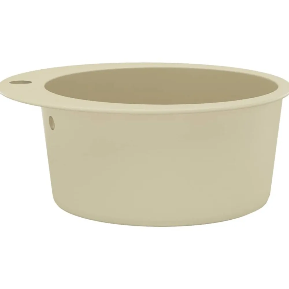 vidaXL Fregadero de cocina de granito con un seno redondo Beige Discount