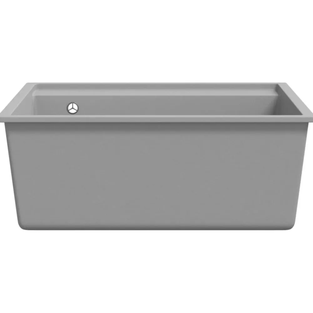 vidaXL Fontanería-Fregadero de cocina con rebosadero granito