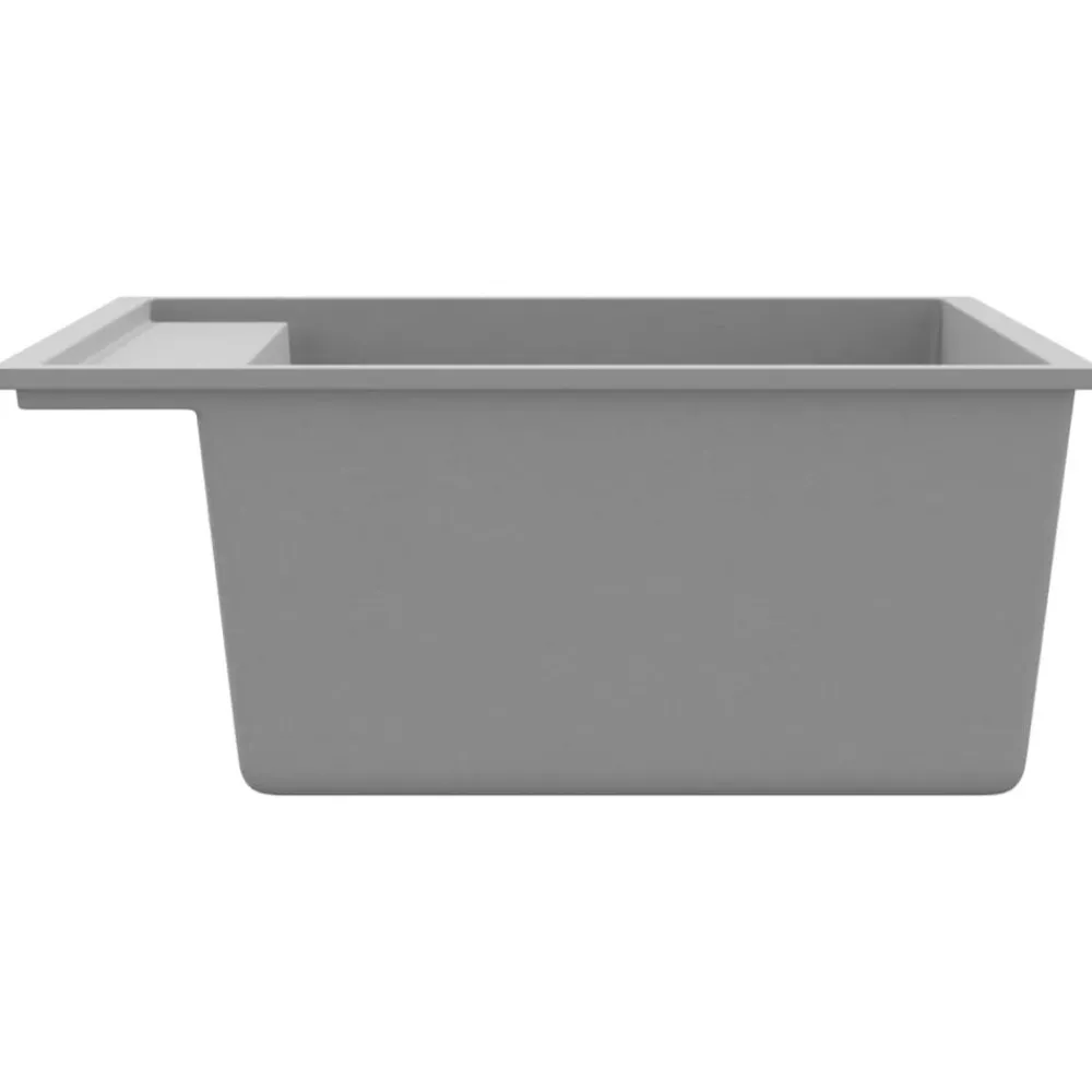 vidaXL Fontanería-Fregadero de cocina con rebosadero granito