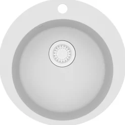 vidaXL Fregadero de cocina de granito con un seno redondo Blanco Clearance