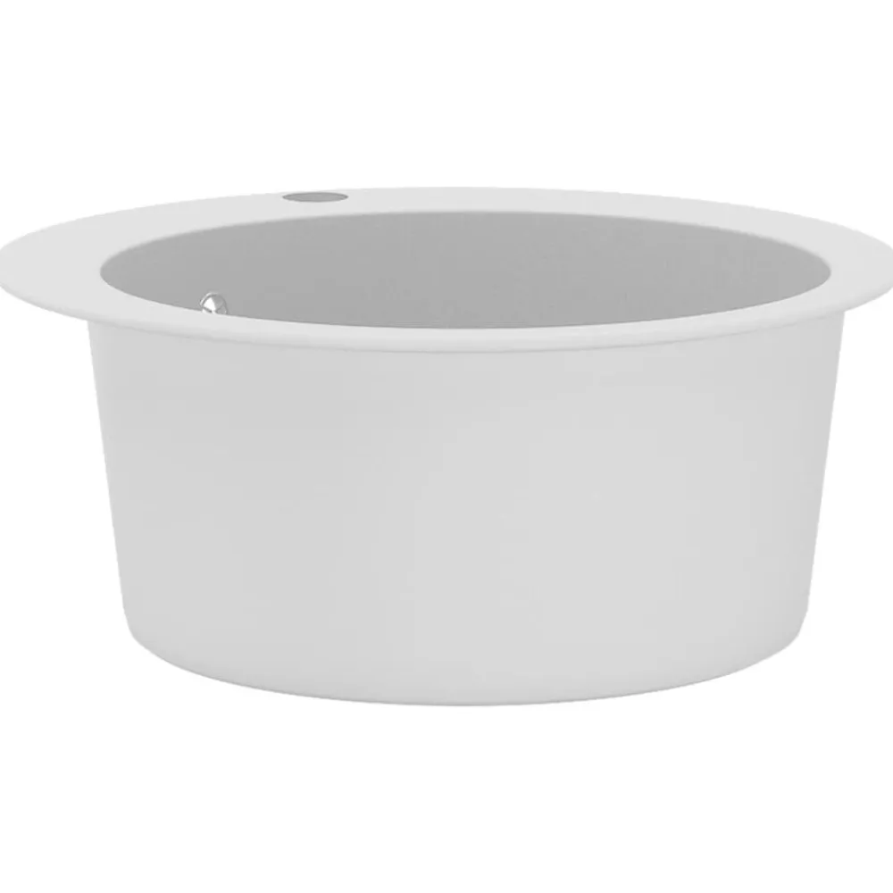 vidaXL Fregadero de cocina de granito con un seno redondo Blanco Clearance