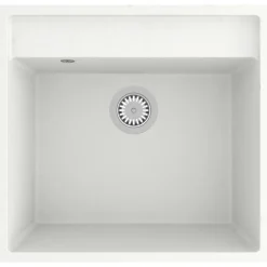 vidaXL Fregadero de cocina con rebosadero granito Blanco Discount