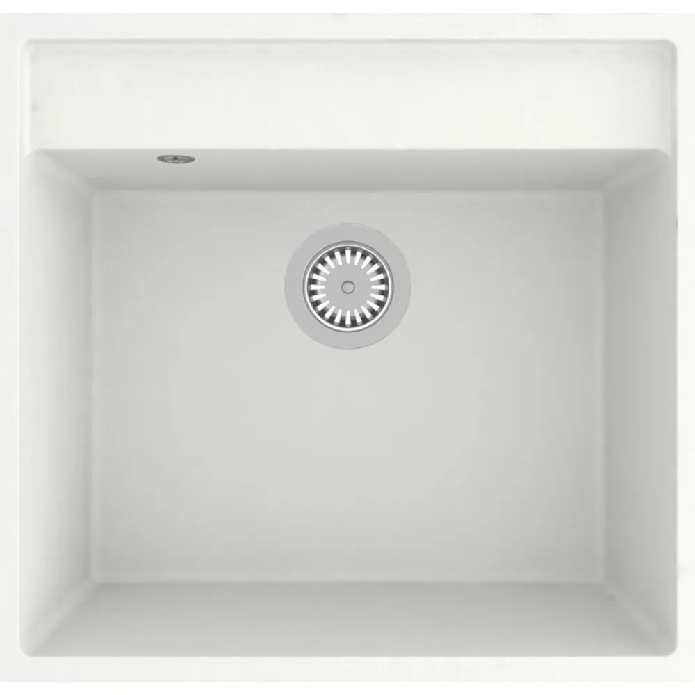 vidaXL Fregadero de cocina con rebosadero granito Blanco Discount