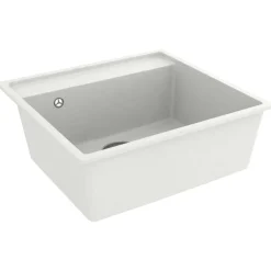 vidaXL Fregadero de cocina con rebosadero granito Blanco Discount
