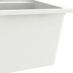 vidaXL Fregadero de cocina con rebosadero granito Blanco Discount